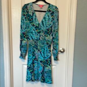 Lilly Pulitzer Blue and Green Long Sleeve Dress